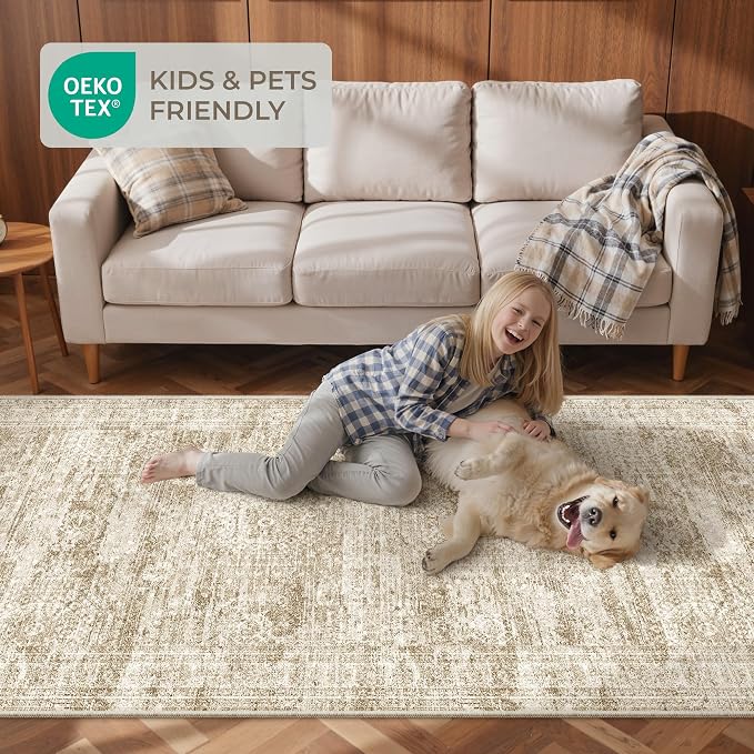 4x8 Rug for Bedroom, Wide Runner Rug for Hallway, Non Slip Washable Runner Rug