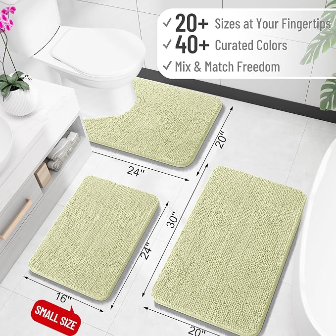 OLANLY Bathroom Rugs 35x24, Extra Soft Absorbent Chenille Bath Rugs, Rubber