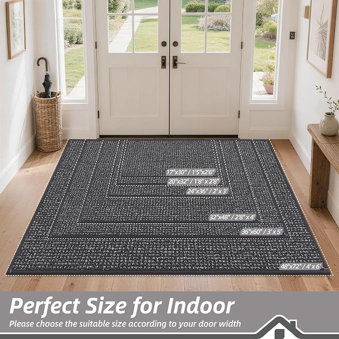 BEQHAUSE Dirt Trapper Door Mat 20" x 32", Non-Slip Washable Doormats Entrance