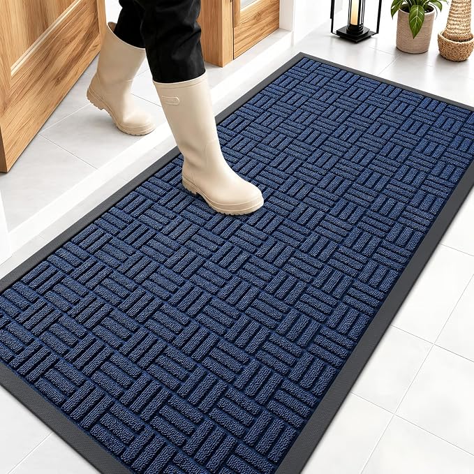 OLANLY Front Door Mat Outside Entrance 47x23, Heavy Duty Sturdy Natural Rubber