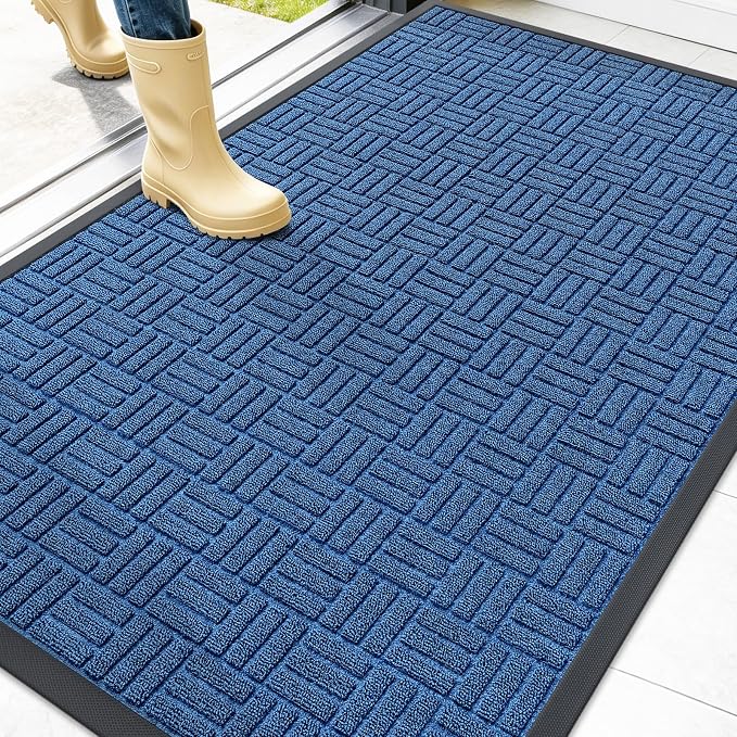 OLANLY Front Door Mat Outside Entrance 47x32, Heavy Duty Sturdy Natural Rubber