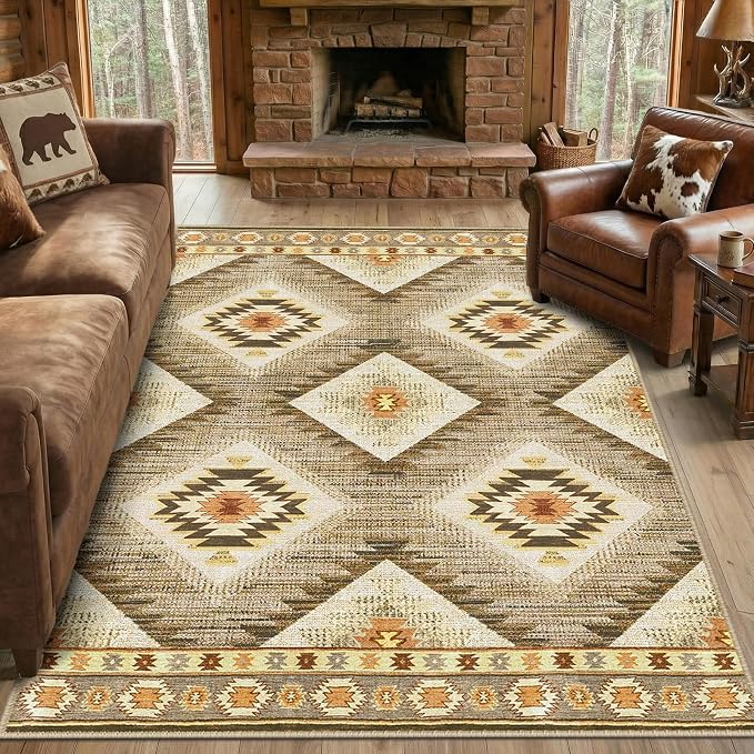 BESTSWEETIE Area Rug 5x8 Rug Machine Washable Non-Slip Low Pile Print Pattern