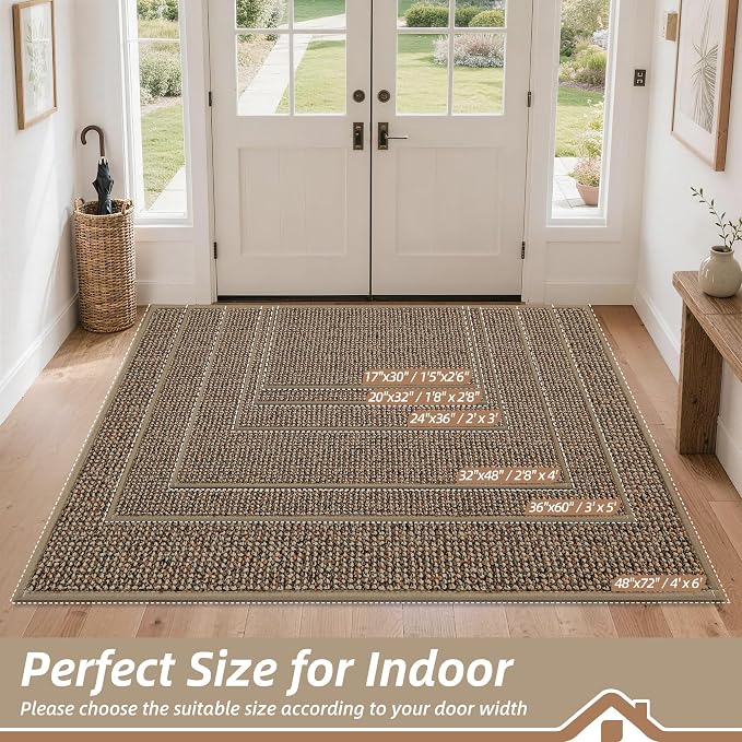 BEQHAUSE Dirt Trapper Door Mat 17" x 30", Non-Slip Doormats Washable Entryway