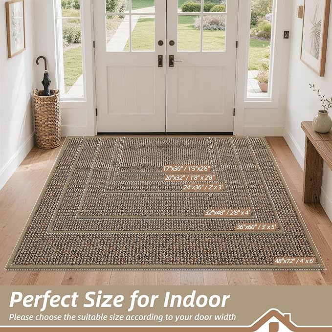 BEQHAUSE Dirt Trapper Door Mat 48" x 72", Non-Slip Washable Doormats Entrance