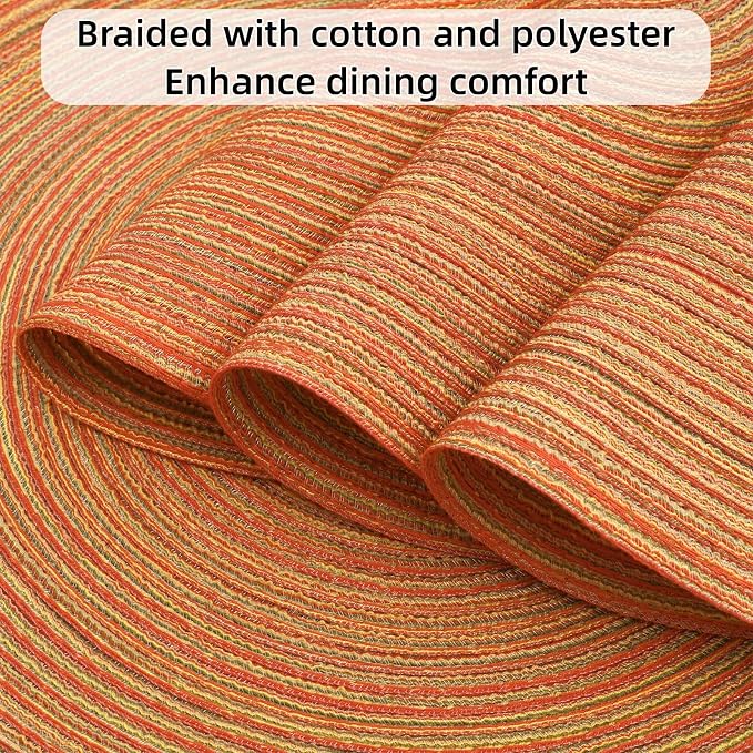SHACOS Round Placemats Set of 4 Woven Braided Place Mats Table Placemats 15