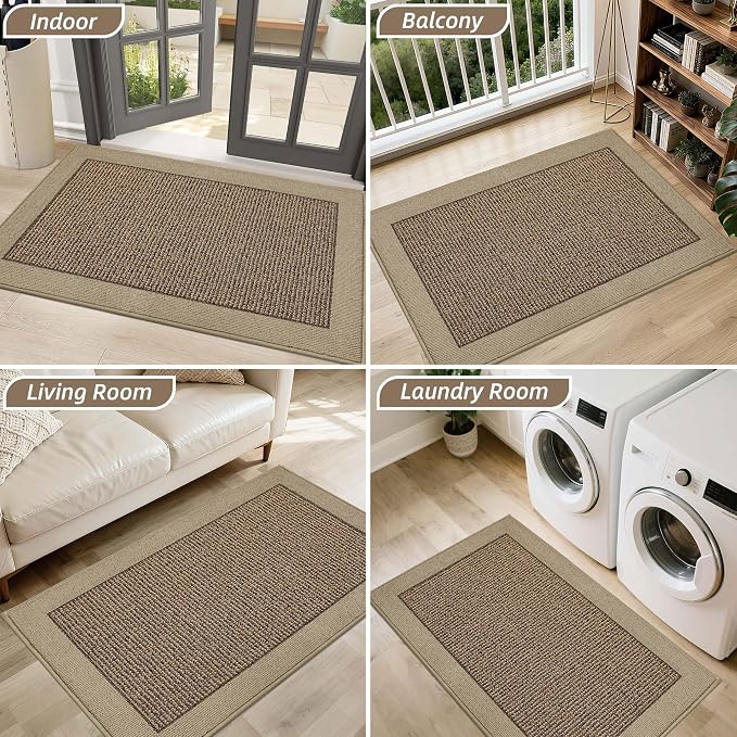 BEQHAUSE Indoor Door Mat 20" x 32", Dirt Trapper Door Mats Non-Slip Entryway