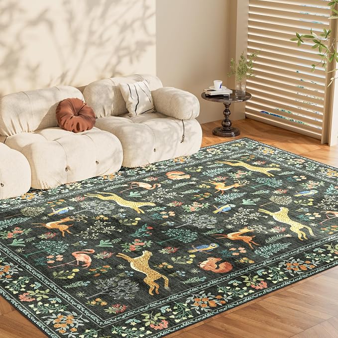 DUKINO 5x7 Rug, Washable Animal Living Room Rug