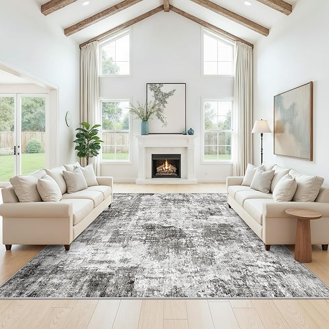 12x12ft Square Living Room Rug – Non-Slip Washable Extra Large Floor Carpet