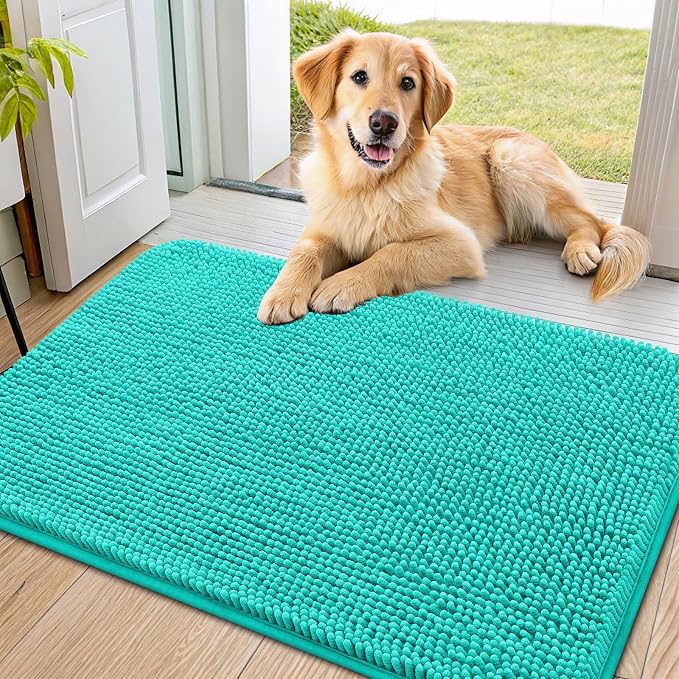 Smiry Dog Door Mat for Muddy Paws 36x24, Absorbent Dirt Trapper, Non-Slip