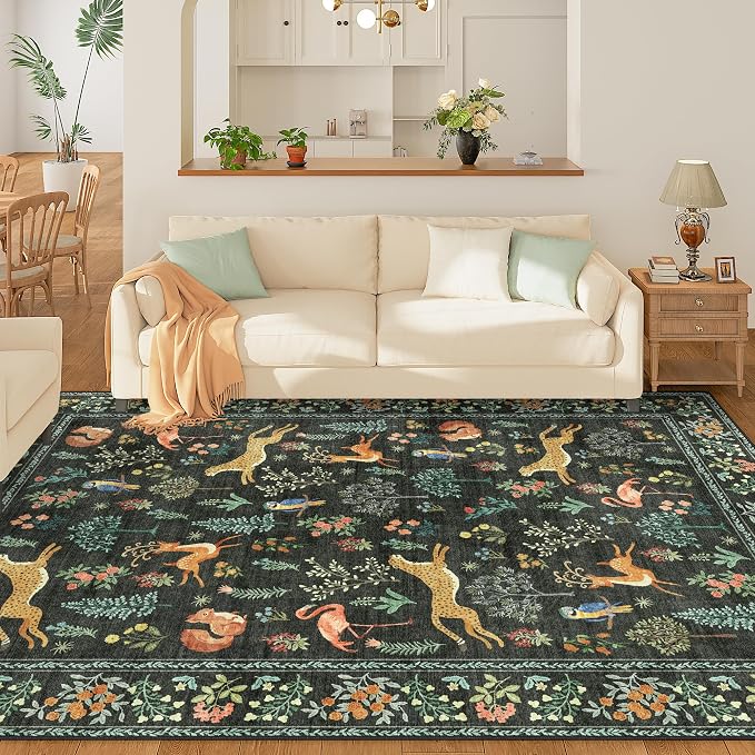 DUKINO 5x7 Rug, Washable Animal Living Room Rug