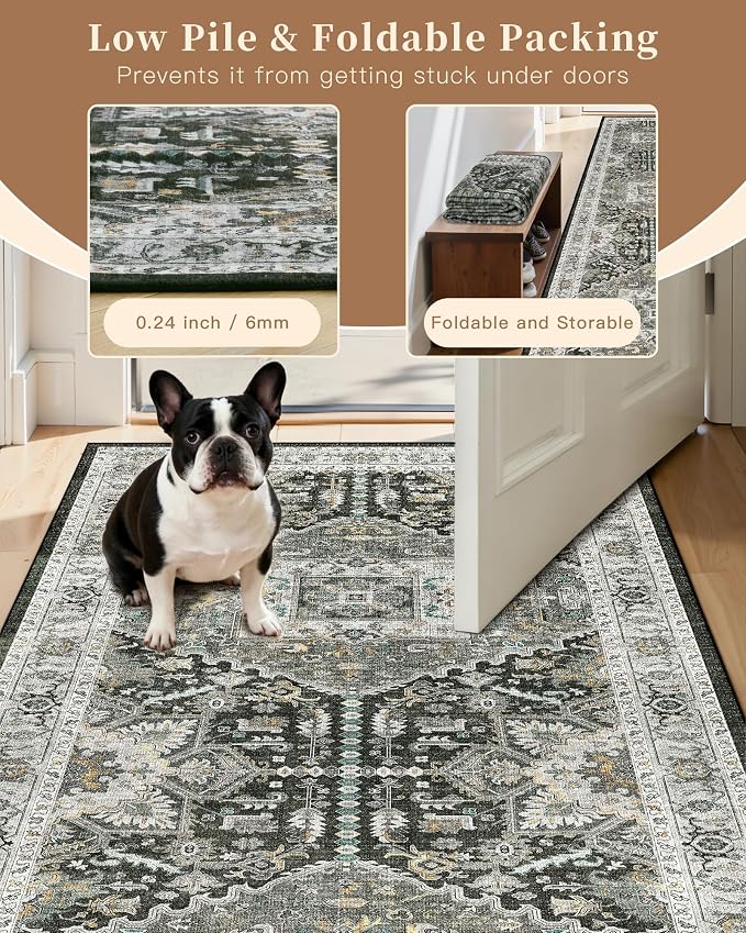Madane Runner Rugs 2x12 Extra Long, Washable Non-Slip Hallway Runner Rug