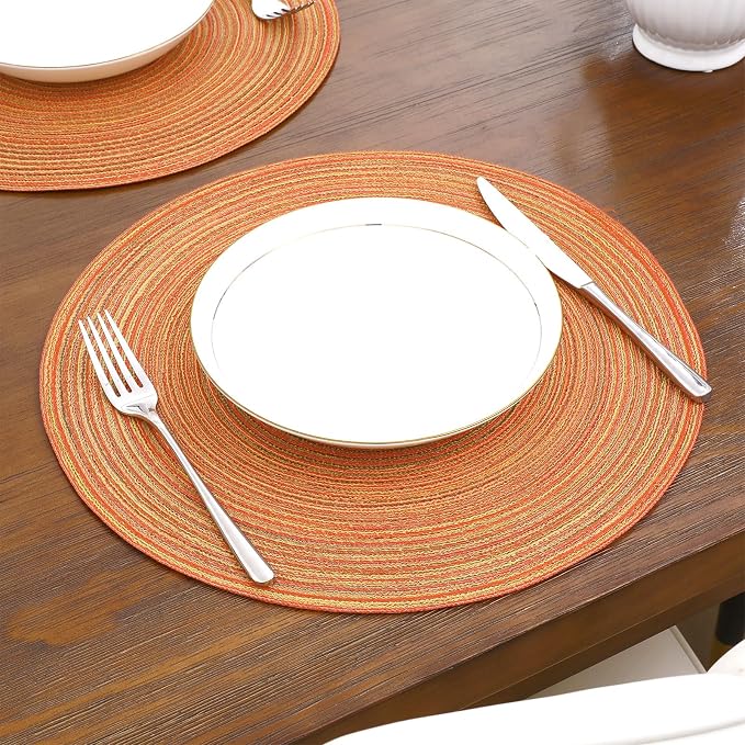 SHACOS Round Placemats Set of 4 Woven Braided Place Mats Table Placemats 15