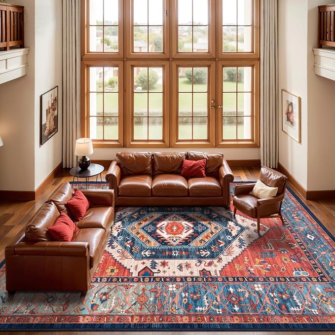 SERISSA 10x14 Area Rugs for Living Room, Large Washable Non-Slip Boho Rug