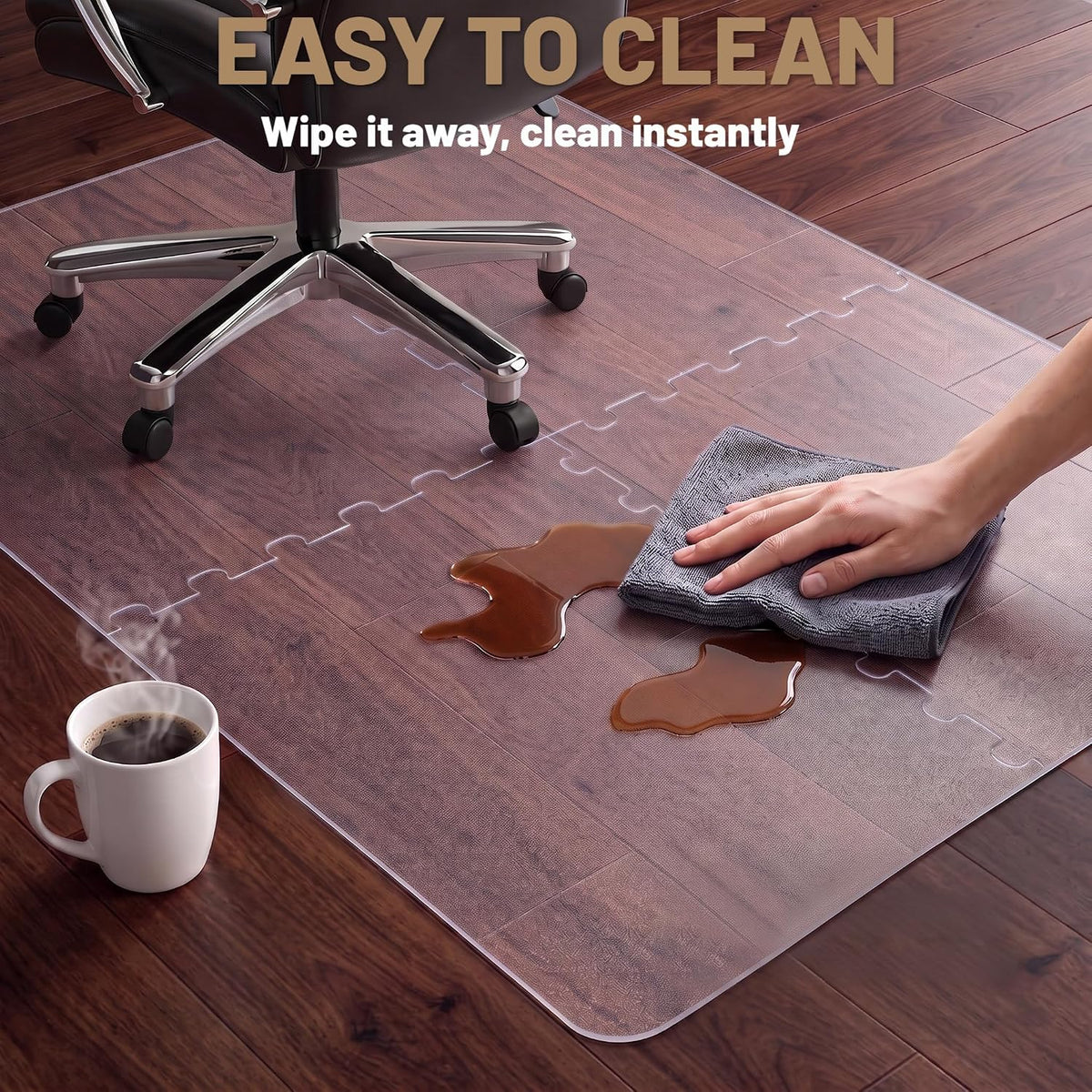 BesWin Office Chair Mat for Hardwood Floor, PET Desk Chair Mat, 48" x 32"