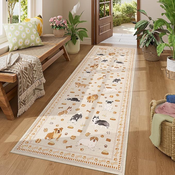DUKINO 2x6 Washable Runner Rug for Hallway, Non Slip Animal Dog Kitchen Rug