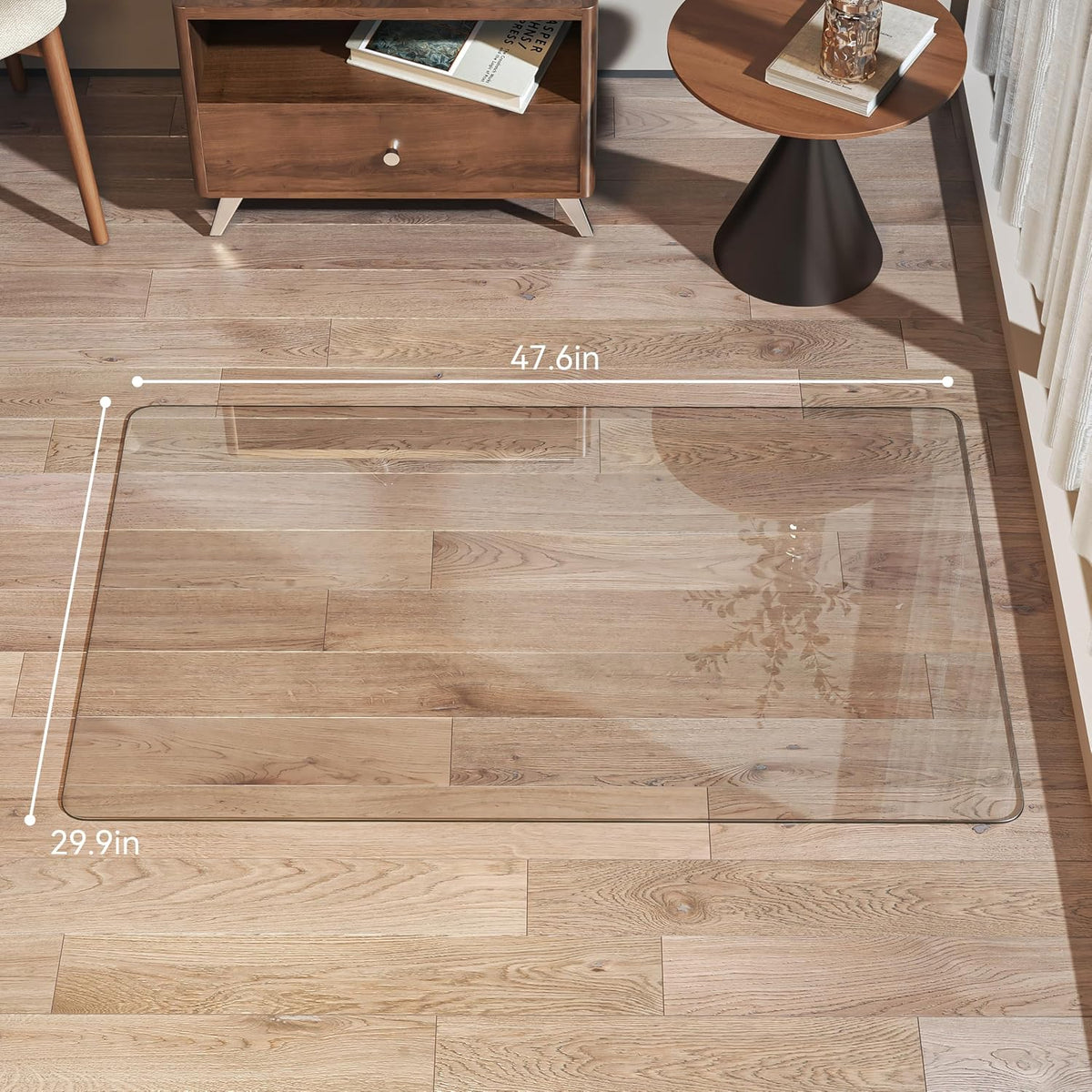 Tempered Glass Office Chair Mat, 48" x 30" Heavy Duty Chair Mat for Carpet, 1,000lb, Glides Smoothly, Polished Edge, Transparent, Easy Clean, Protector Mats for Hardwood Floors Carpet