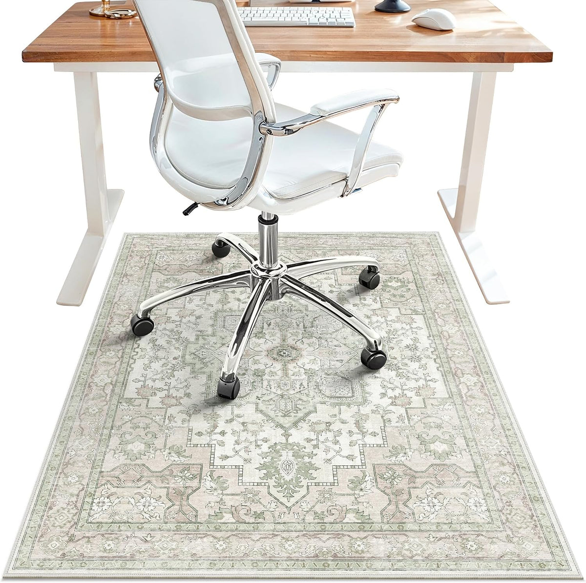 36"x48" Office Chair Mat for Hardwood Floor, Non-Slip Washable Mint