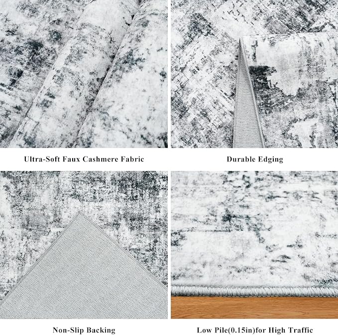 4x8 Washable Area Rug – Non-Slip Rubber Backed Indoor Rug