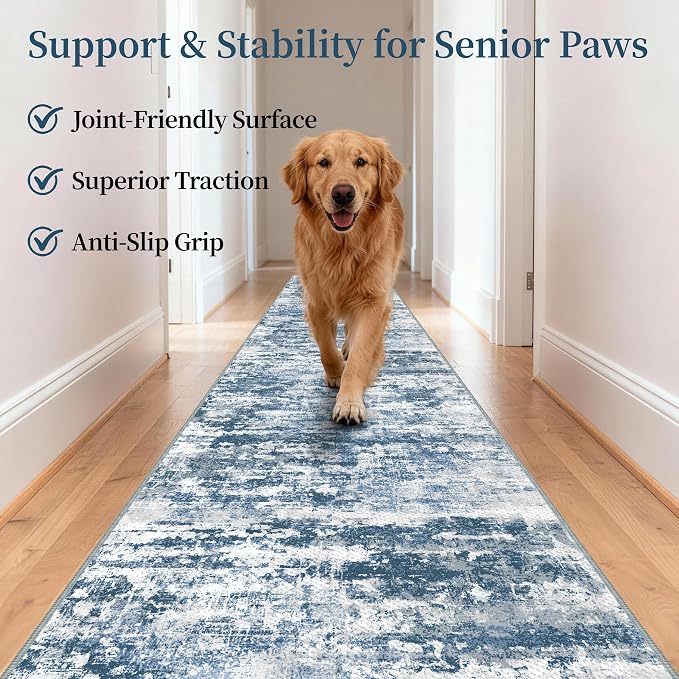 Washable Carpet Runners for Hallway 12ft-Non Slip Floor Runners for Dogs