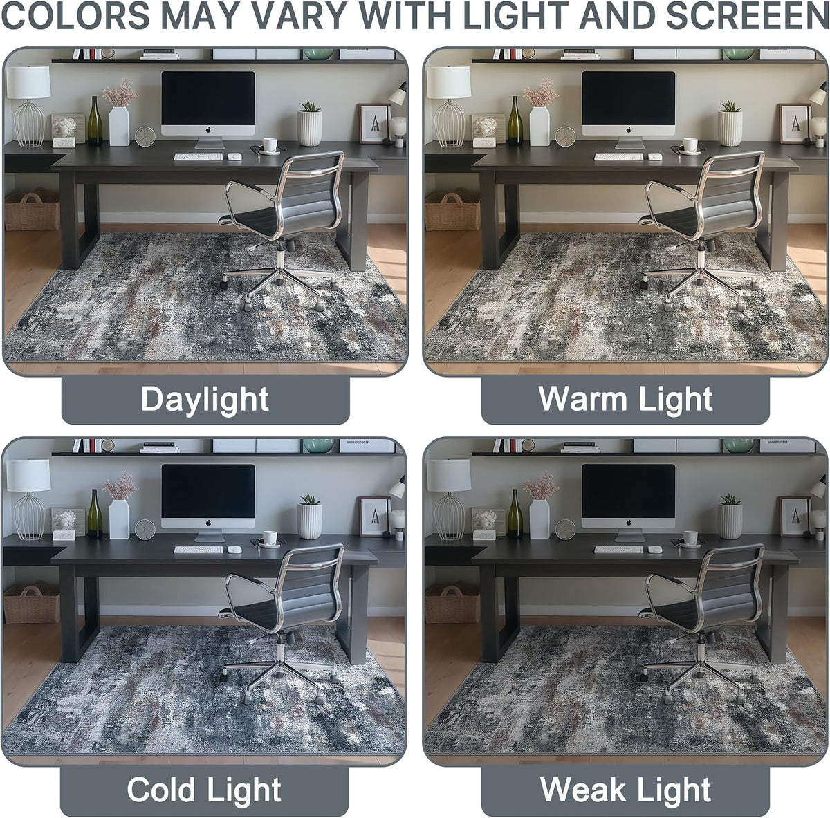 Office Chair Mat for Hardwood Floor, Abstract 36"X 60" Non-Slip Dark Gray