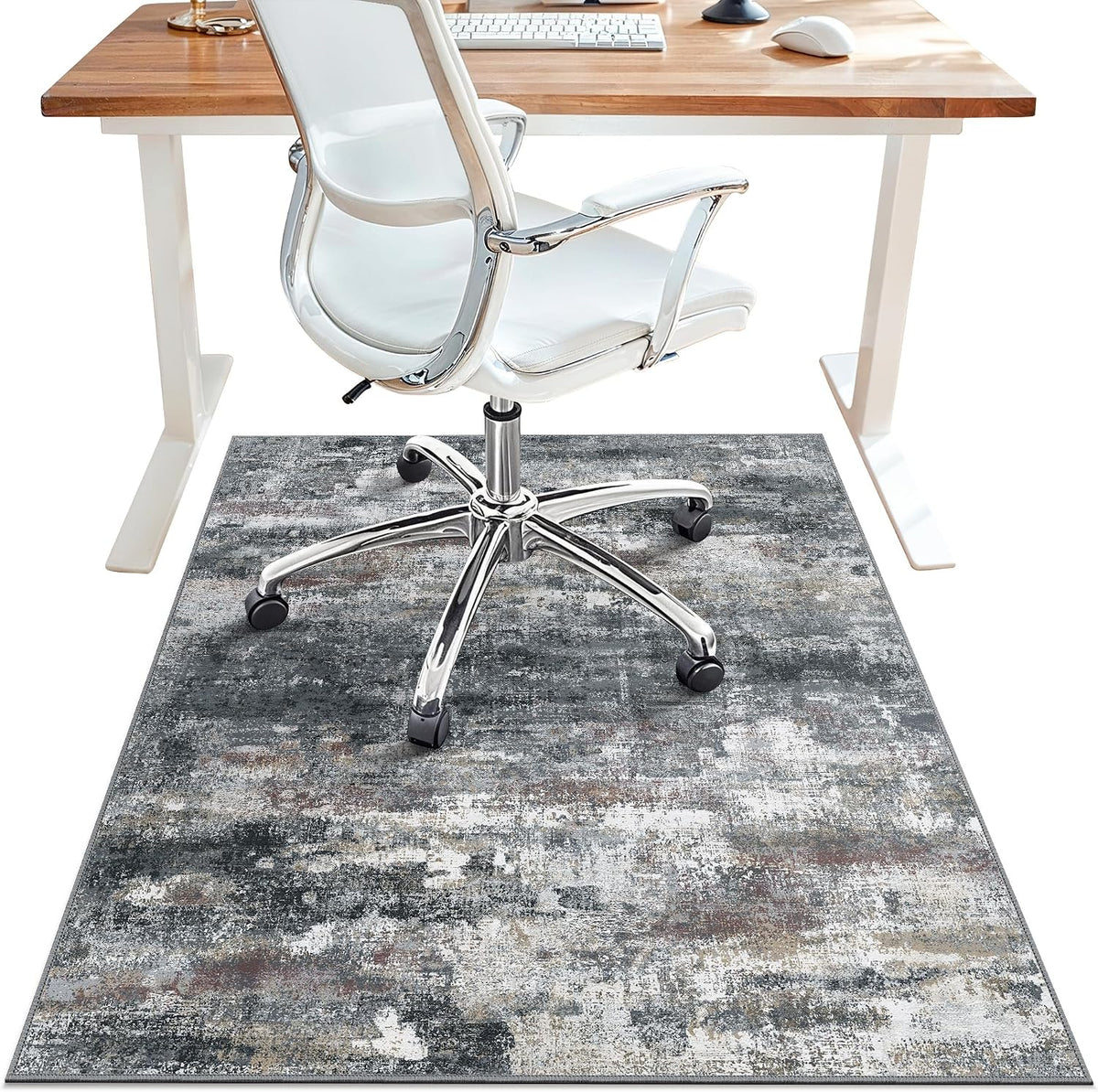 Office Chair Mat for Hardwood Floor, Abstract 36"X 60" Non-Slip Dark Gray