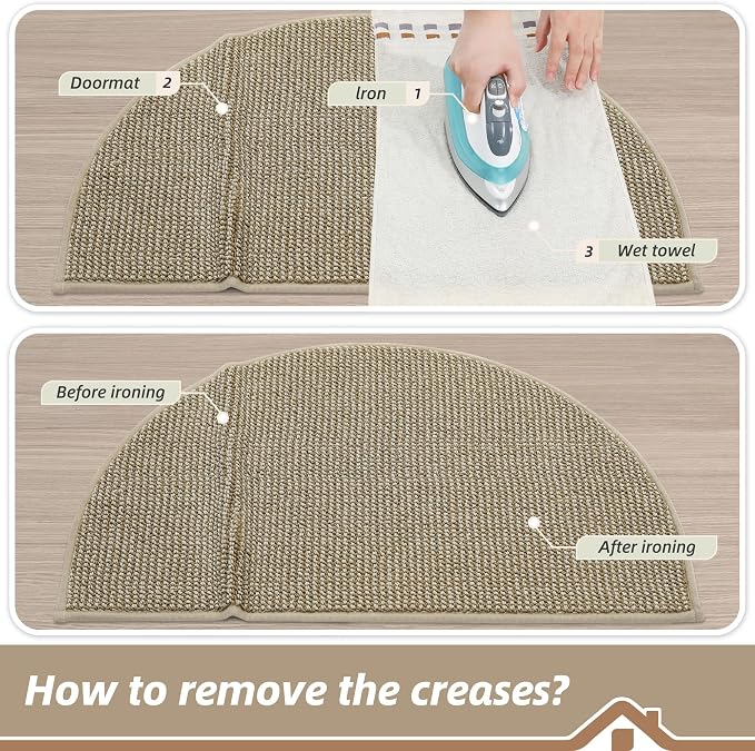 BEQHAUSE Dirt Trapper Door Mat 26" x 40" Half Circle Non-Slip Washable Doormats