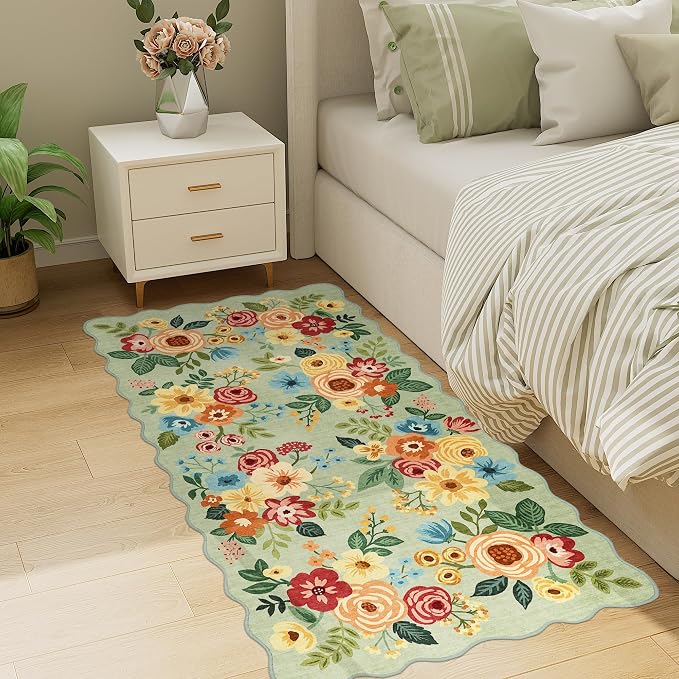 DUKINO 2x4 Washable Runner Rugs, Non Slip Floral Print Entryway Rug