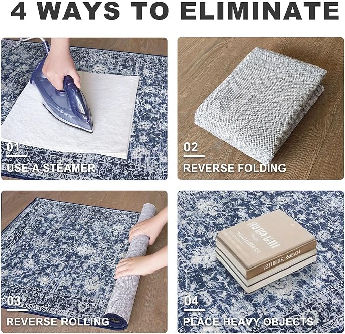 KILOCOCO Hallway Runner 3x18 Rug Runner Printed Vintage Floral Washable Kitchen