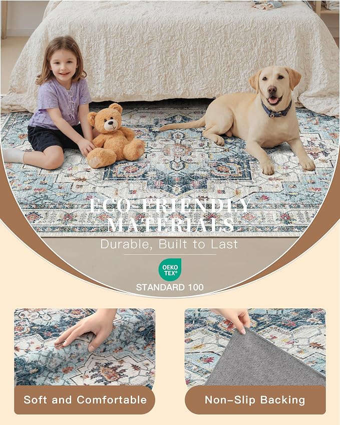 Madane Runner Rug 2'6''x8' Kitchen Runner, Hallway Runner Vintage Washable Rugs