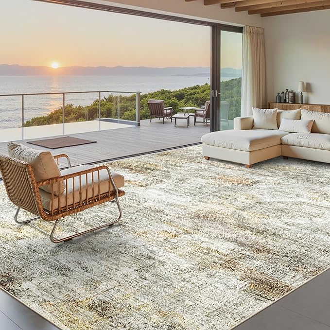 Soalmost Washable Area Rug 8x10, Large Soft Abstract Rugs