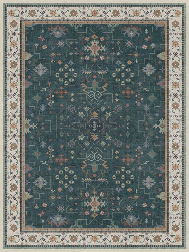 Hazo Haus Vintage Dark Green 6x8 Dining Room Rugs