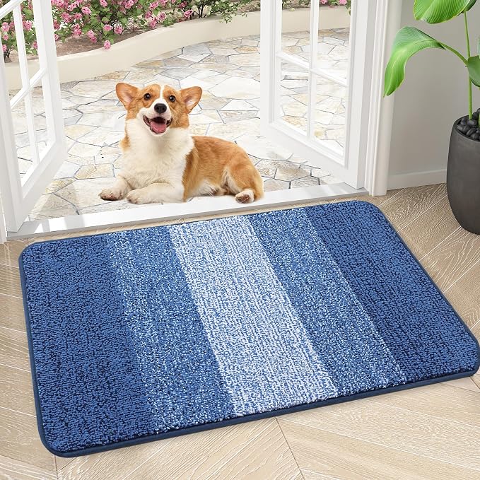 Kitinjoy Indoor Outdoor Door Mat, 30x17 Non-Slip Absorbent Dirt Trapper