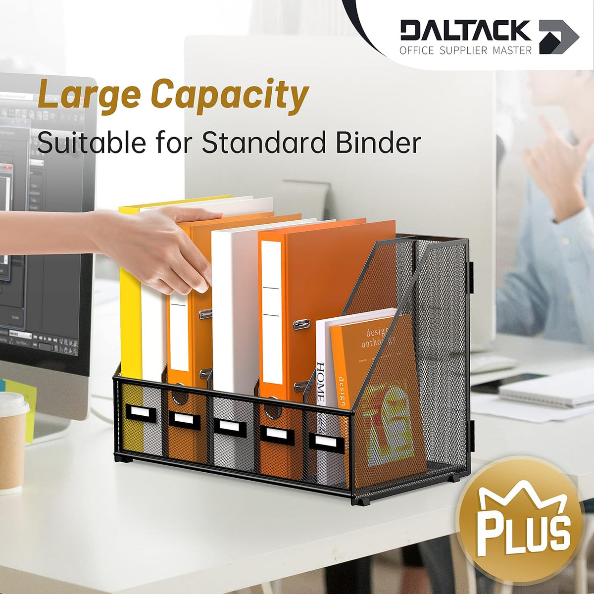 DALTACK 5-Slot Magazine File Holder, Metal Binder Holder, Black