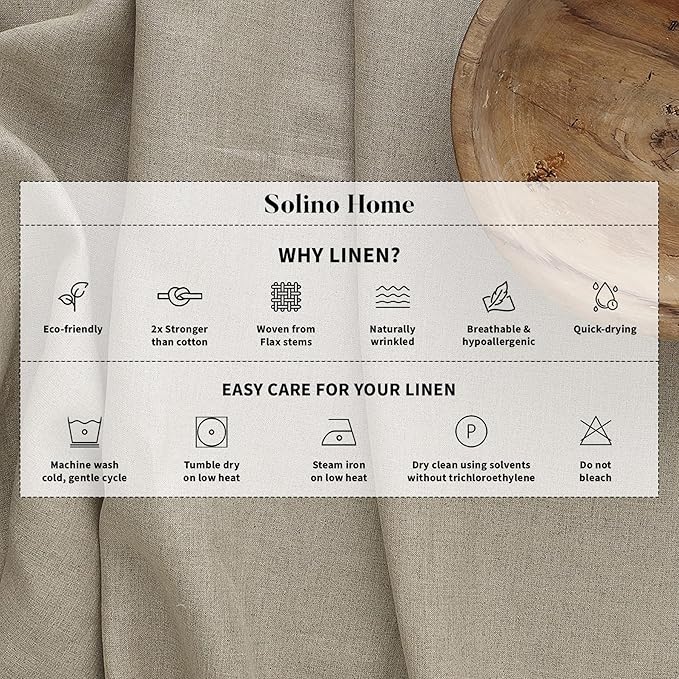 Solino Home Linen Tablecloth 60 x 156 Inch - Classic Hemstitch 100% Pure Linen Cinnamon Table Cloth for Rectangle Tables - Machine Washable Tablecloth for Fall, Autumn, Halloween, Thanksgiving