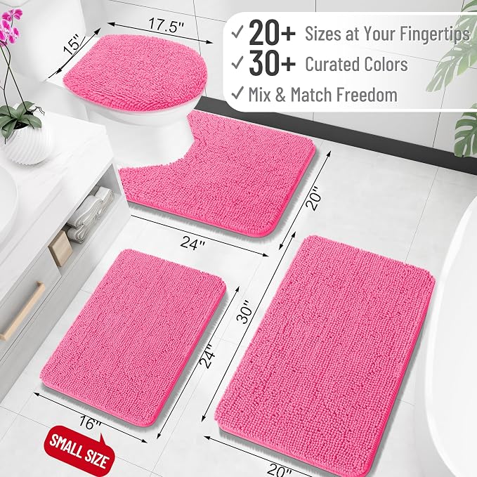 OLANLY Bathroom Rugs 34x21, Extra Soft Absorbent Chenille Bath Rugs, Rubber