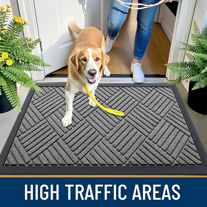 OLANLY Front Door Mat Outside Entrance 71x23, Heavy Duty Sturdy Natural Rubber