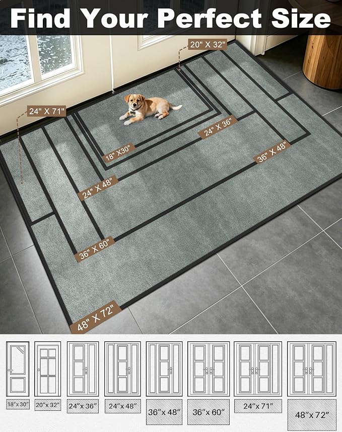 Mibao Front Door Mat Indoor Entrance, Dirt Trapper Welcome Mat