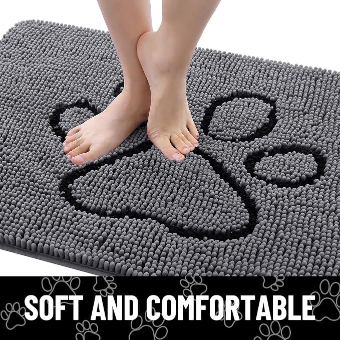 Smiry Dog Door Mat for Muddy Paws, Absorbent Dirt Trapper Non Slip Quick Dry