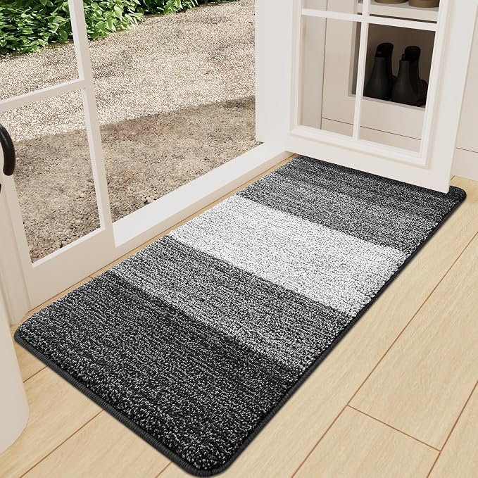 Kitinjoy Indoor Outdoor Door Mat, 59x24 Non-Slip Absorbent Dirt Trapper