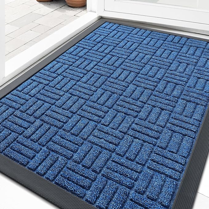OLANLY Front Door Mat Outside Entrance 33x21, Heavy Duty Sturdy Natural Rubber