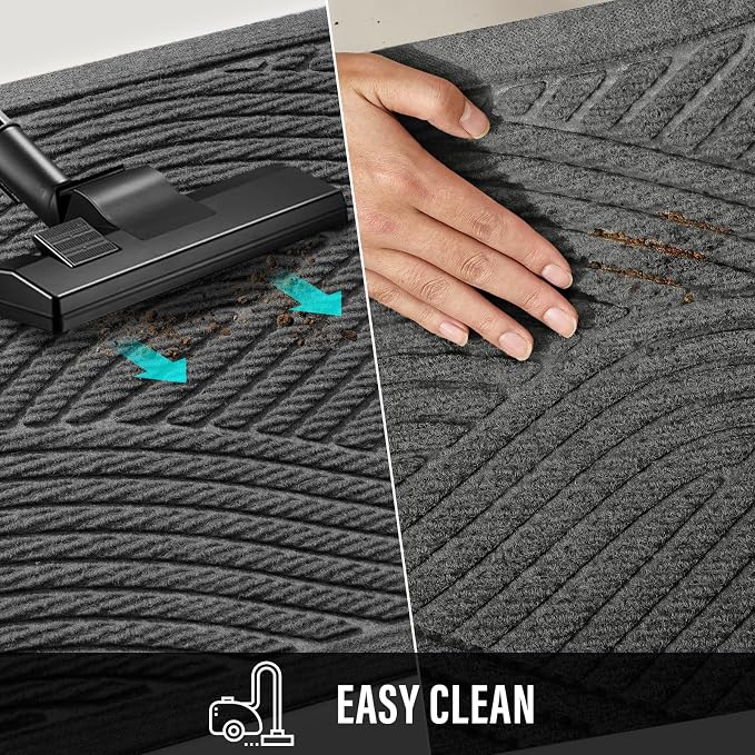 HIYARD Sturdy Front Door Mat, Absorbent Muddy Dirt Resist Welcome Door Mats