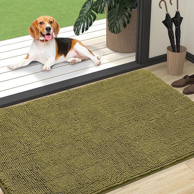 OLANLY Dog Door Mat for Muddy Paws 47x32, Absorbs Moisture and Dirt, Absorbent