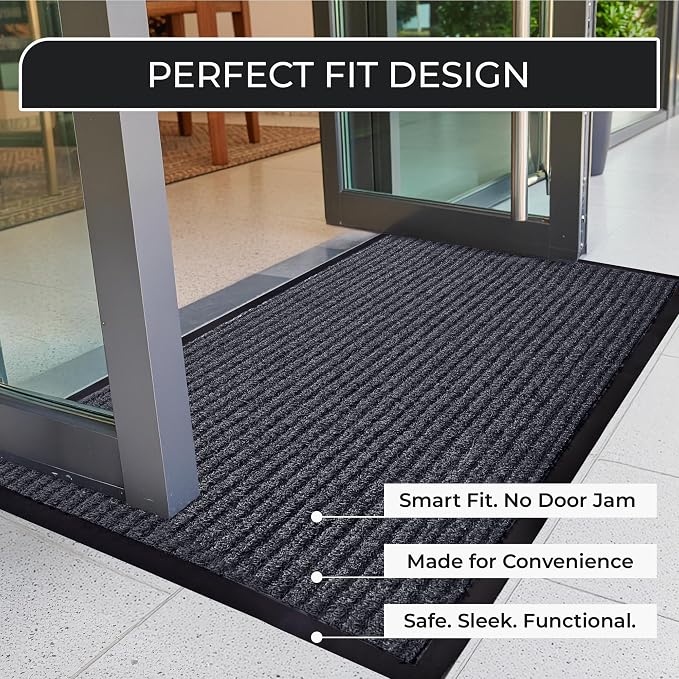 Commercial Door Mat 3'x6' Grey, Heavy Duty Industrial Floor Mat