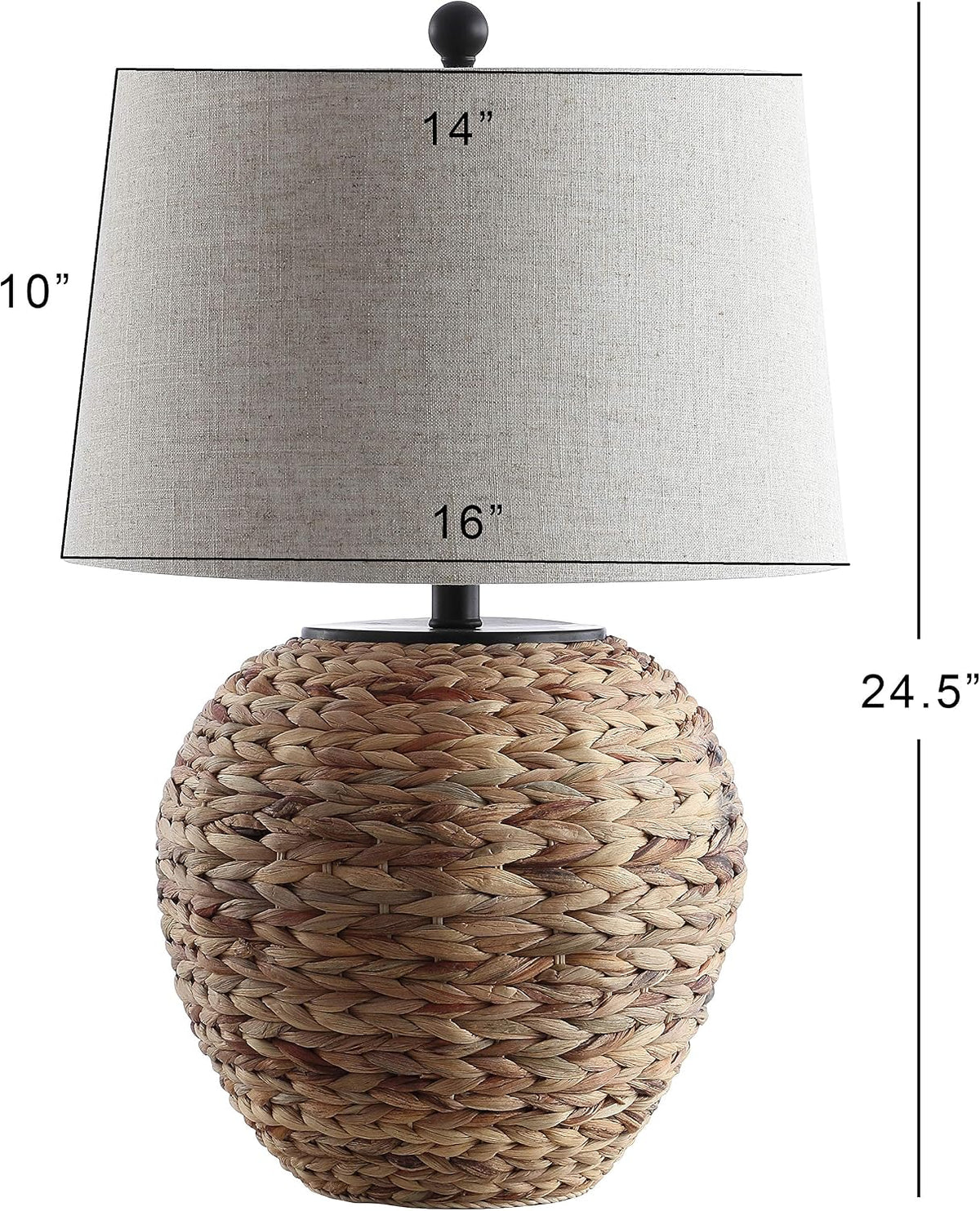 JONATHAN Y Alaro Table Lamp Woven Water Hyacinth Basket 24.5", Natural