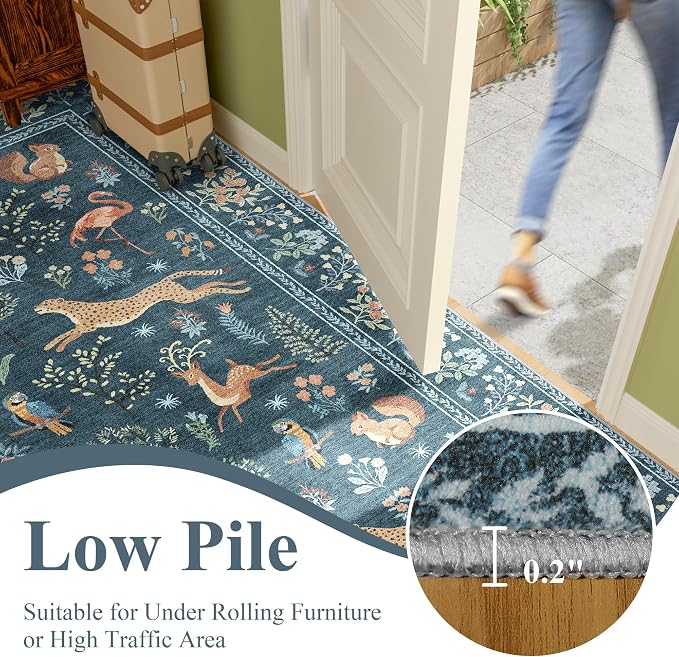 DUKINO 2.6x8 Rug for Hallway, Washable Kitchen Runner Rug