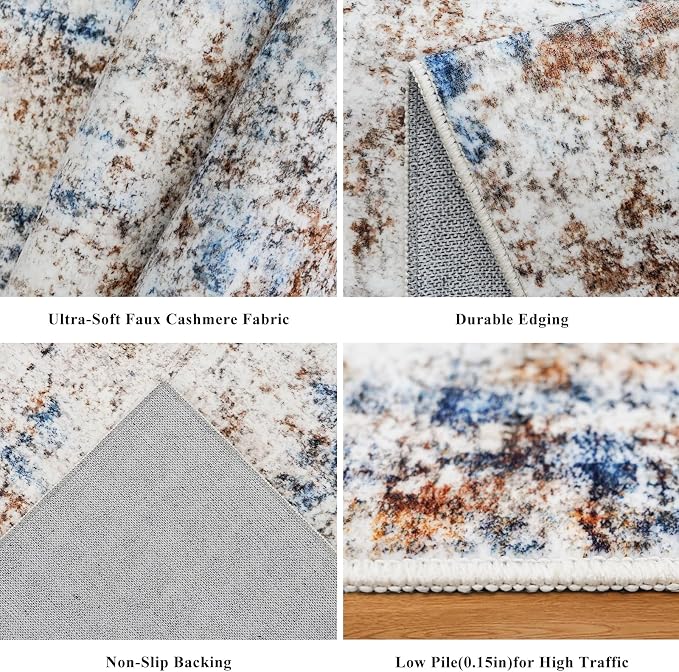 4x4 Square Entryway Rug Washable – Non-Slip Small Area Rug