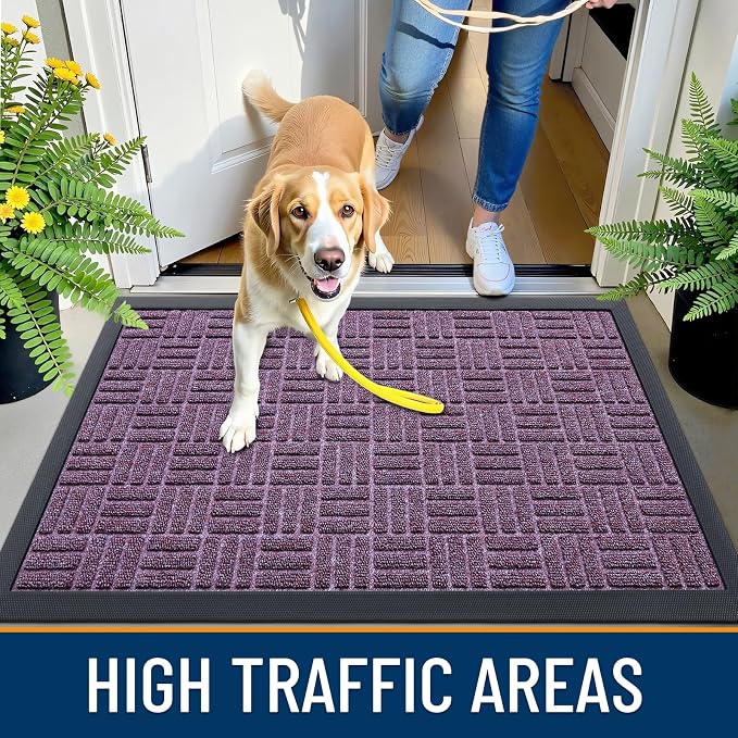 OLANLY Front Door Mat Outside Entrance 71x23, Heavy Duty Sturdy Natural Rubber