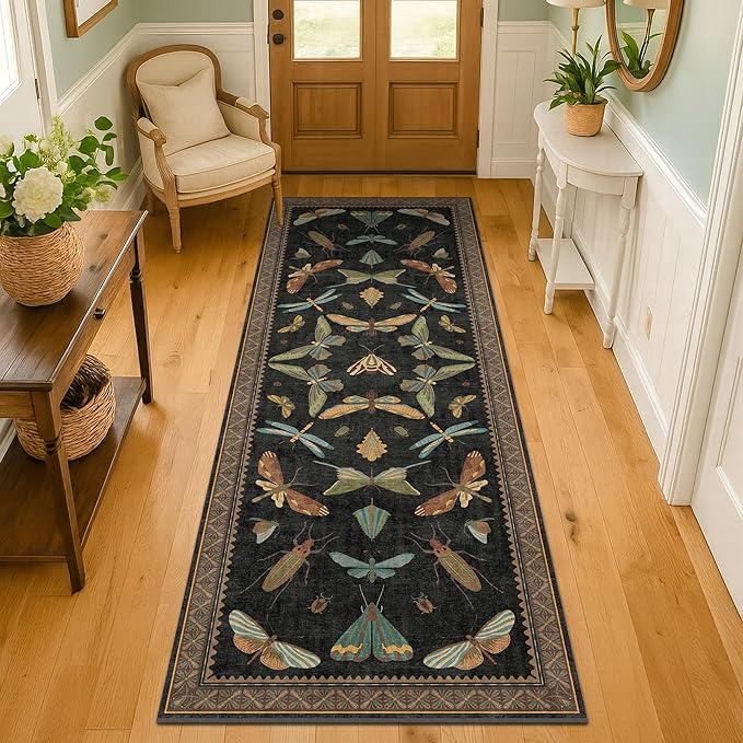 2x6 Black Entryway Runner Rugs Washable Non Slip Runners