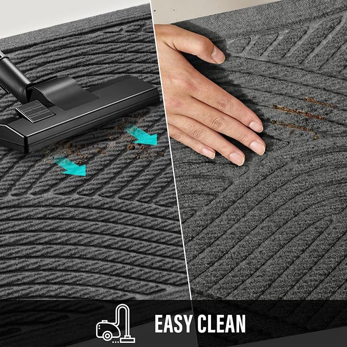 HIYARD Sturdy Front Door Mat, Absorbent Muddy Dirt Resist Welcome Door Mats