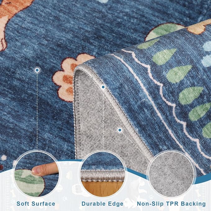 DUKINO 2x6 Washable Runner Rug for Hallway, Non Slip Animal Dog Kitchen Rug
